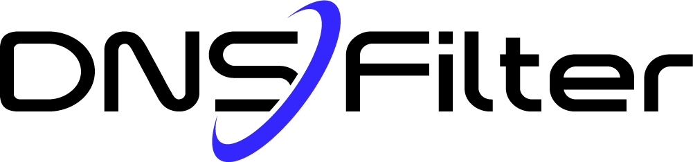 DNSFilter Logo-2023-Horizontal Logo - Dark - Blue Swoosh